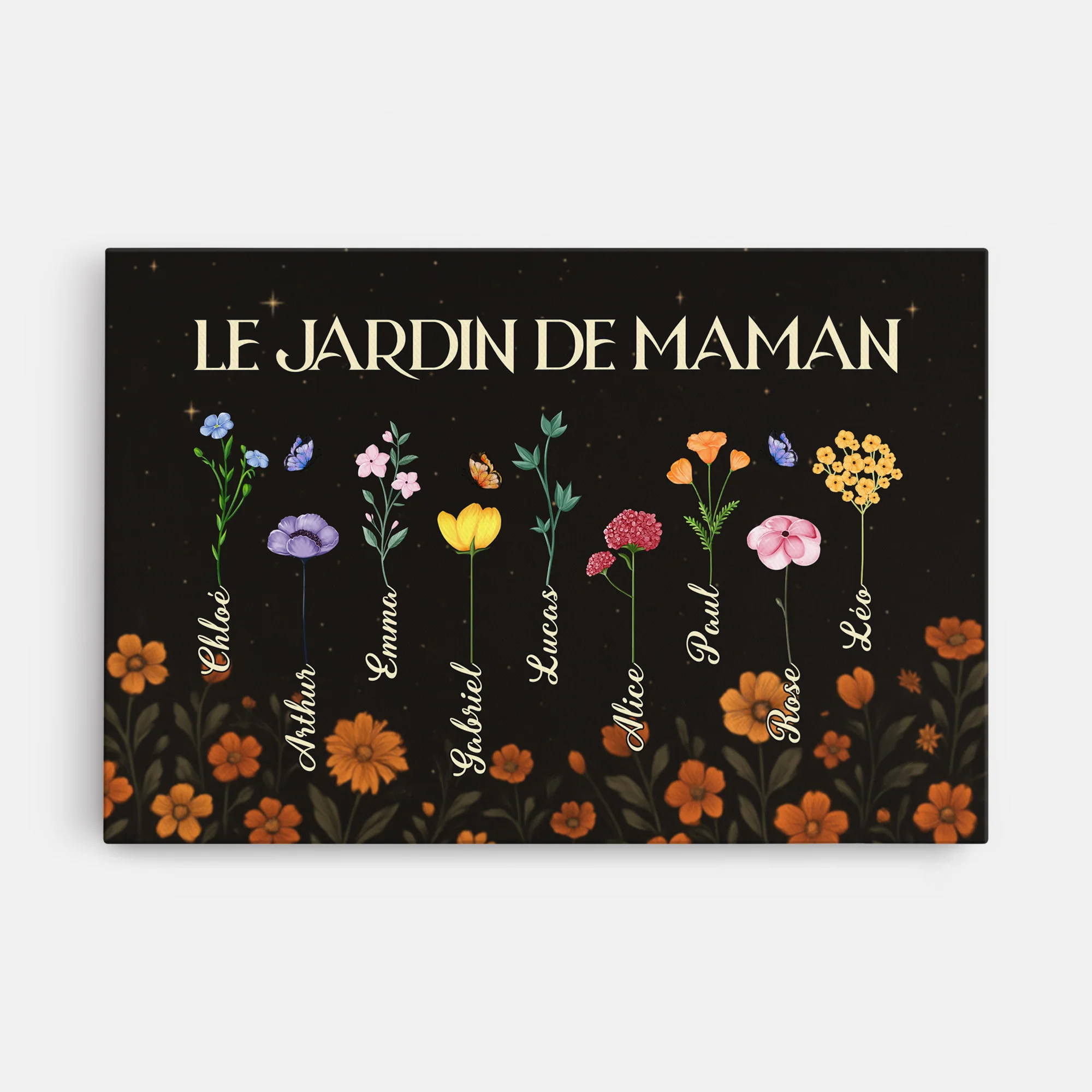 Tableau Personnalisé Maman | Toile Le Jardin De Maman Version Noir