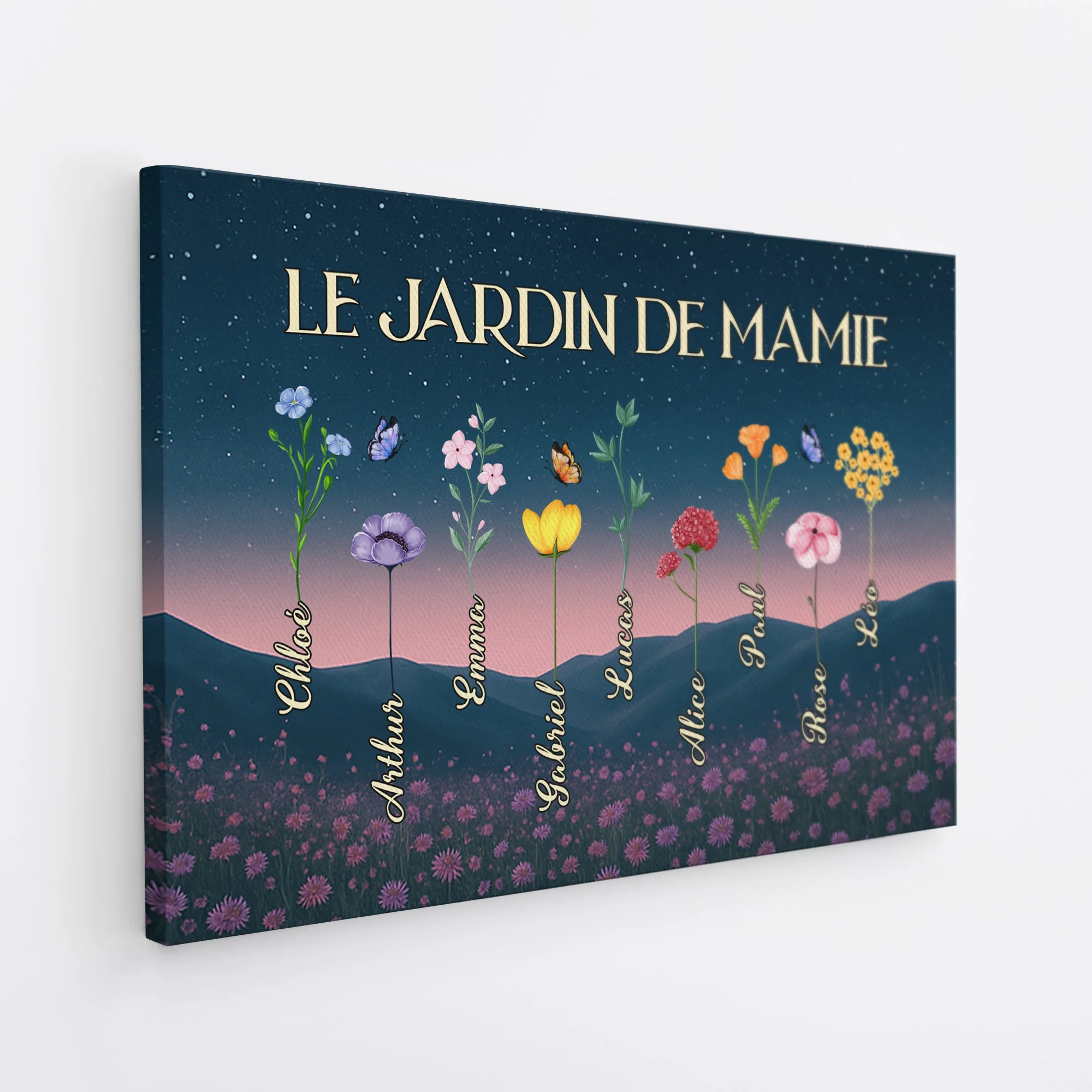 Tableau Personnalisé Maman | Toile Le Jardin De Maman Version Noir - Image 2