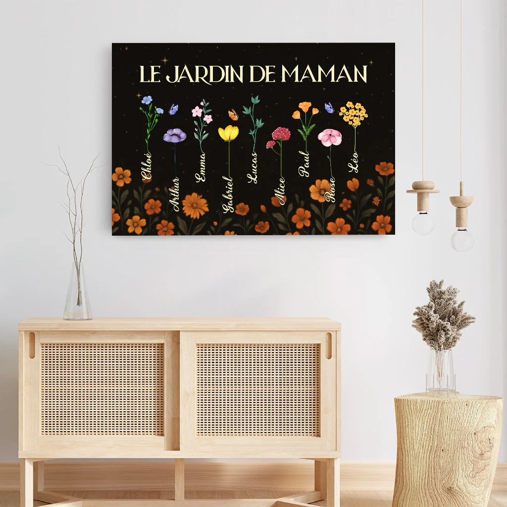 Tableau Personnalisé Maman | Toile Le Jardin De Maman Version Noir - Image 3