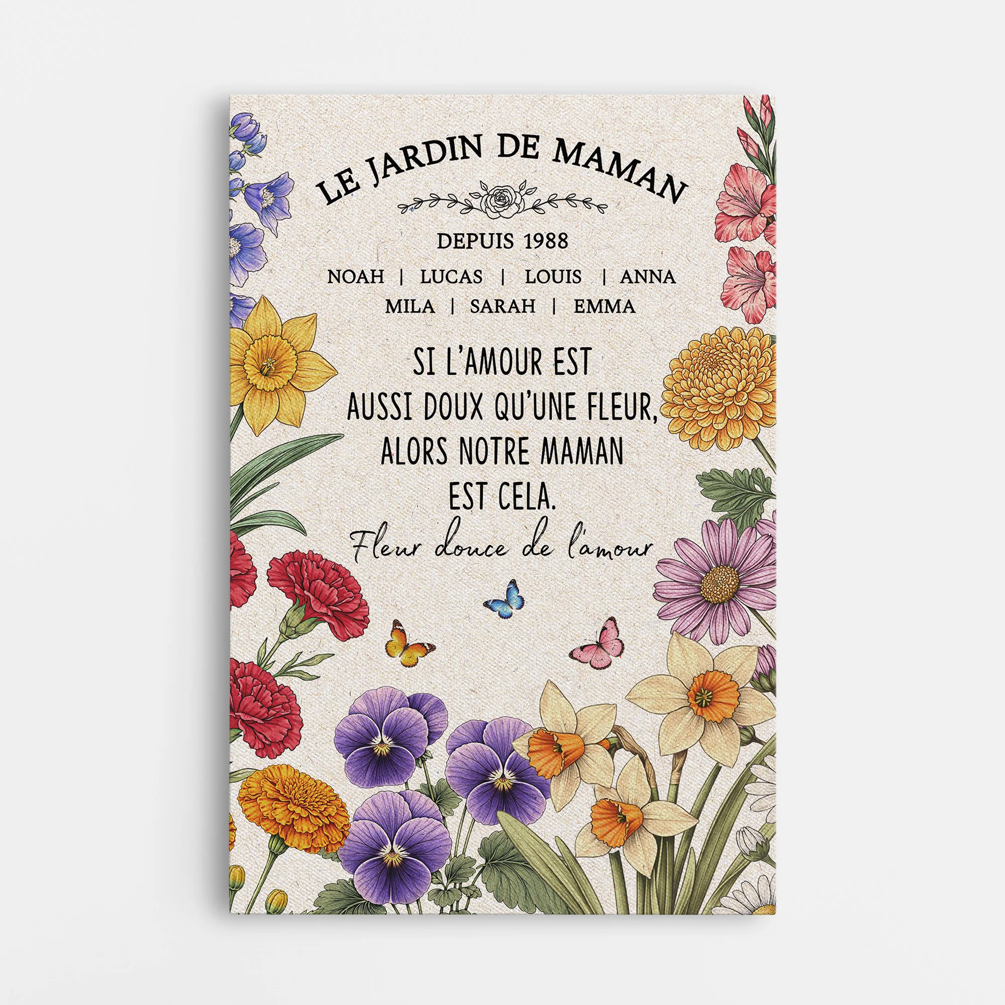 Tableau Personnalisé Maman | Toile Amour Le Jardin De Maman Mamie