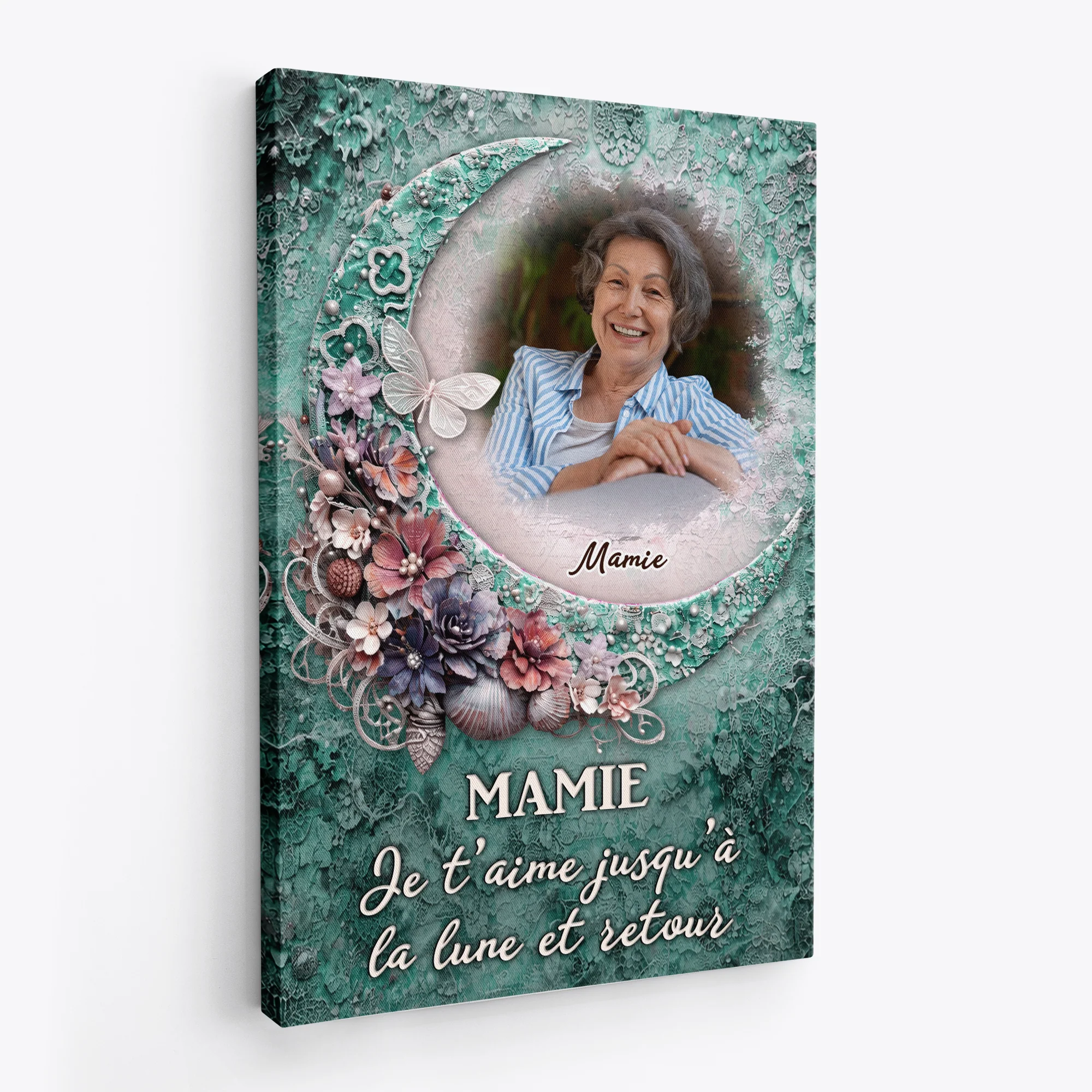 Toile Fete Des Meres | Maman Papa Je T’aime Jusqu’à La Lune Personnalisé - Image 2