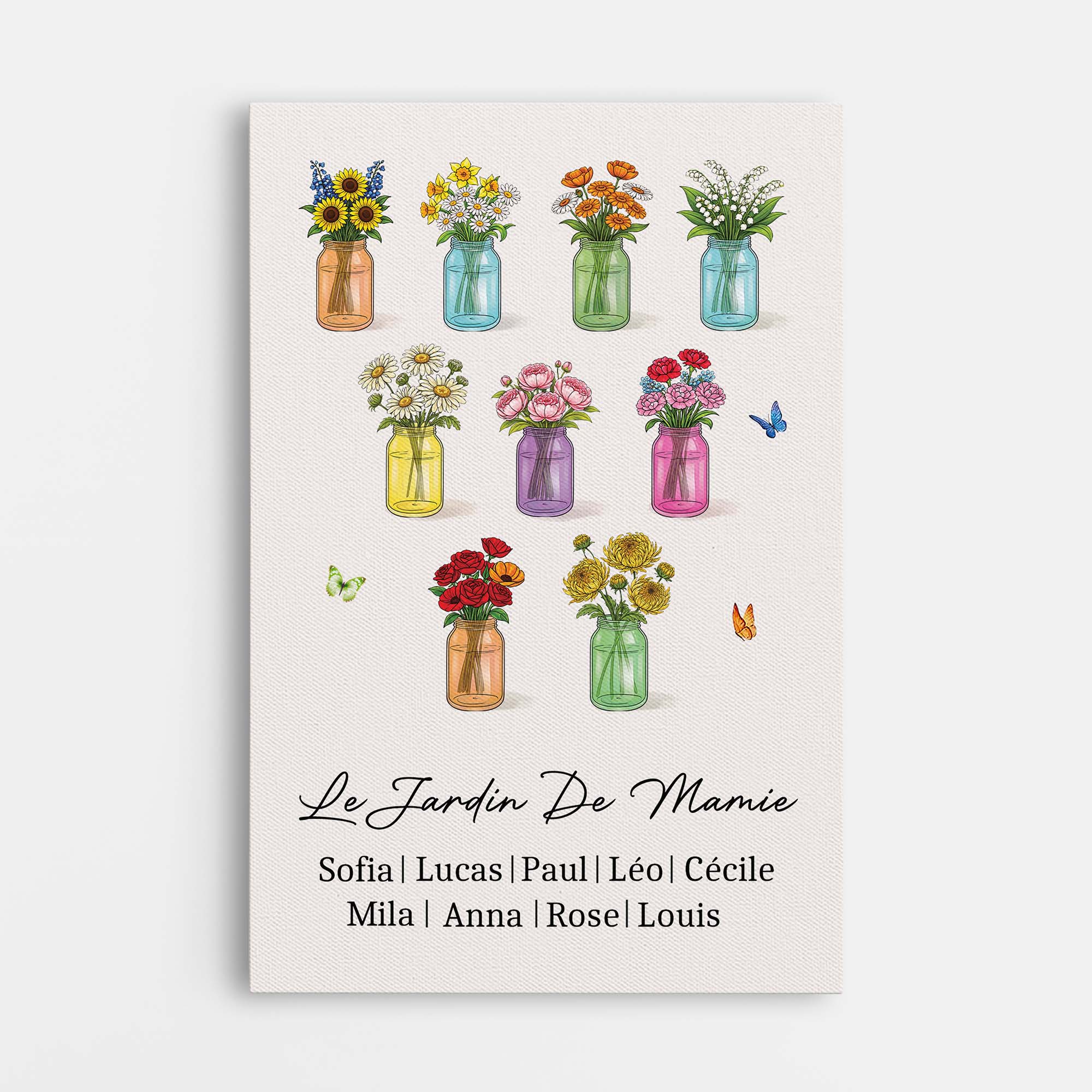 Toile Personnalisée Mamie Maman - Le Jardin De Mamie Avec Prénom