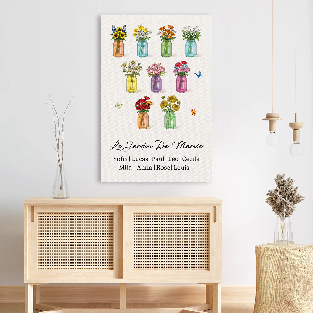 Toile Personnalisée Mamie Maman - Le Jardin De Mamie Avec Prénom - Image 3