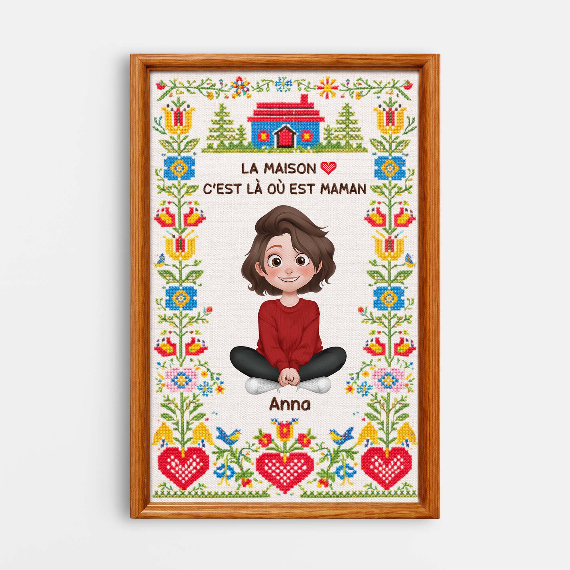 Toile Fete Des Meres | Maison C'est Là Où Est Maman/Mamie Personnalisé