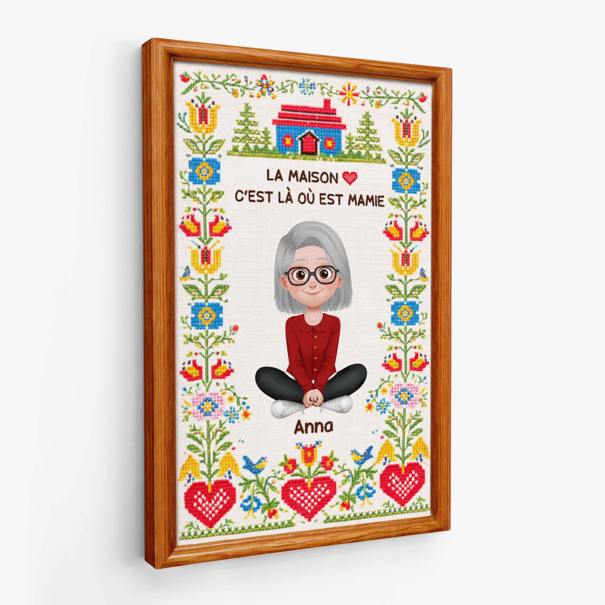 Toile Fete Des Meres | Maison C'est Là Où Est Maman/Mamie Personnalisé - Image 2