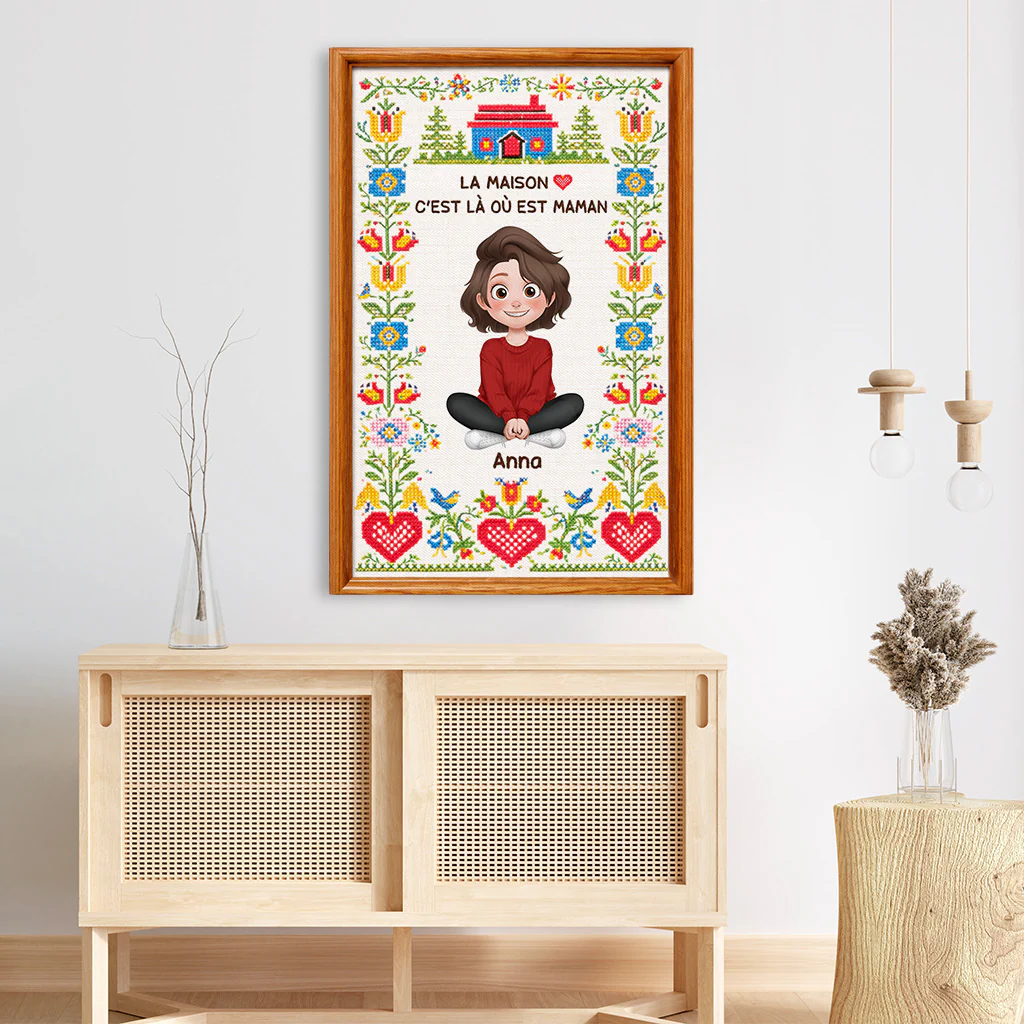 Toile Fete Des Meres | Maison C'est Là Où Est Maman/Mamie Personnalisé - Image 3