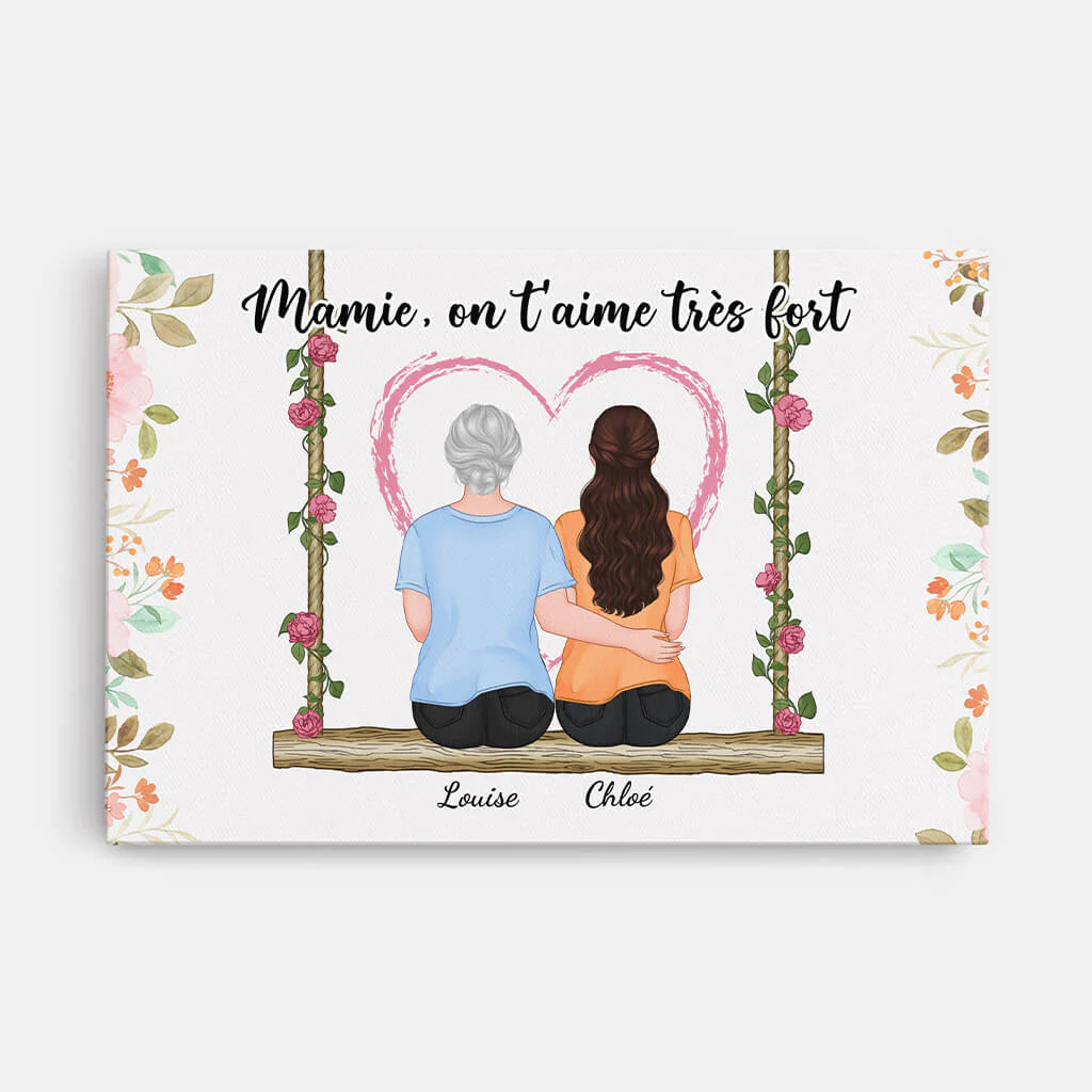 Toile Personnalisée Mamie - On T'Aime Mamie