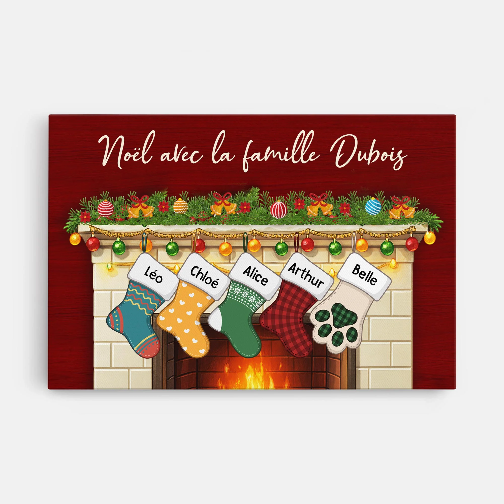 Toile Famille Personnalisée - Noël Avec La Famille