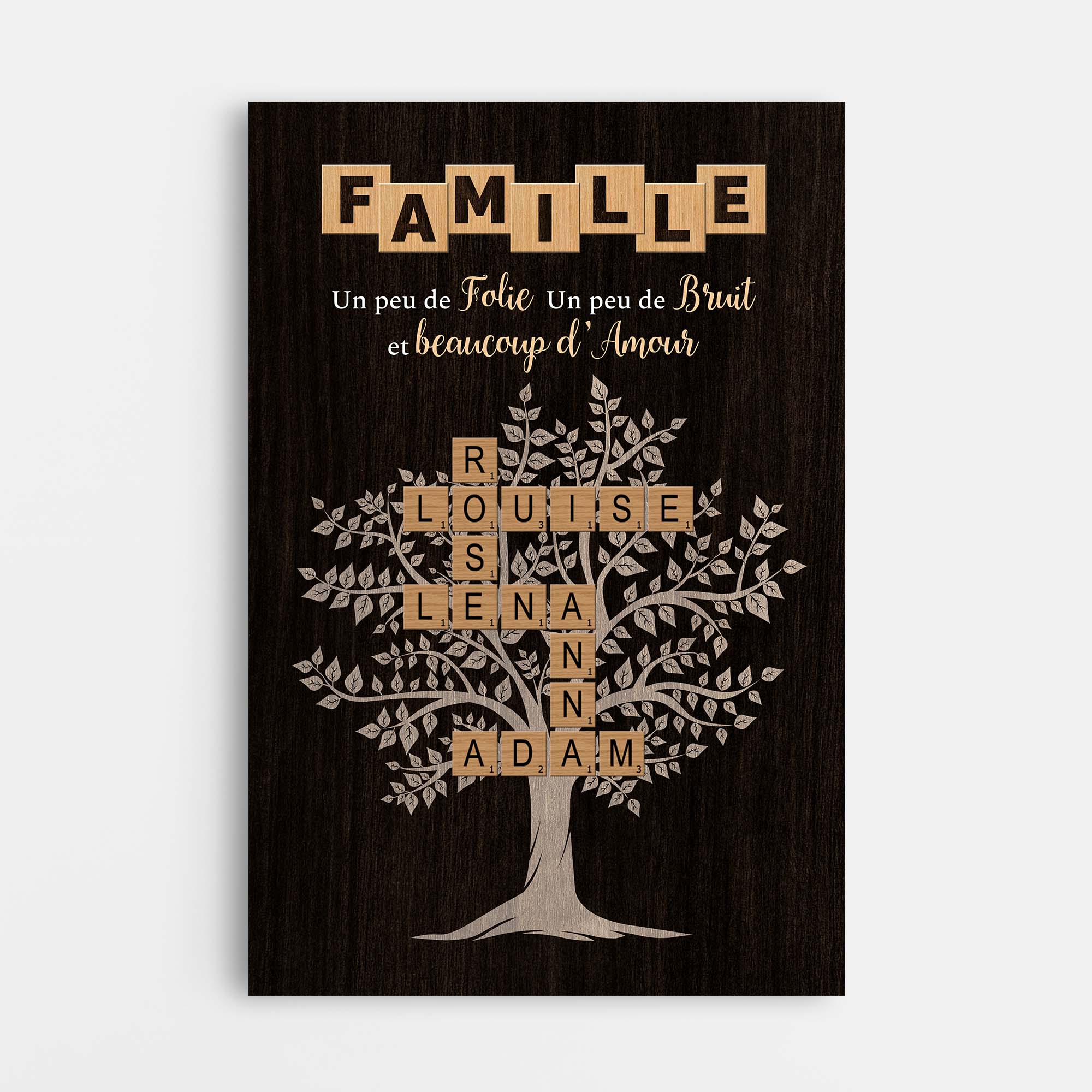 Toile Personnalisée - Notre Arbre De Famille Avec Mots-Croisés