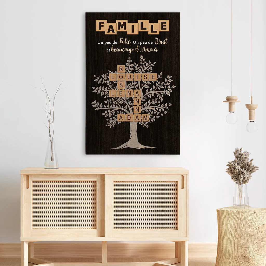 Toile Personnalisée - Notre Arbre De Famille Avec Mots-Croisés - Image 3