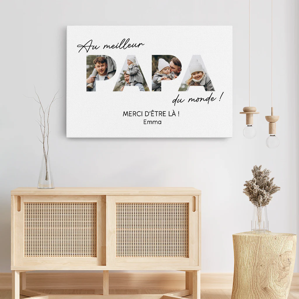 Toile Personnalisée Photo Pour Papa - Au Meilleur Papa - Image 3