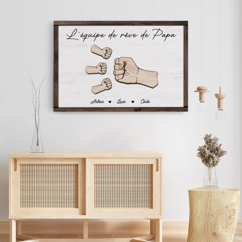 Toile Personnalisée Papa - L’équipe De Rêve De Papa - Poings - Image 3