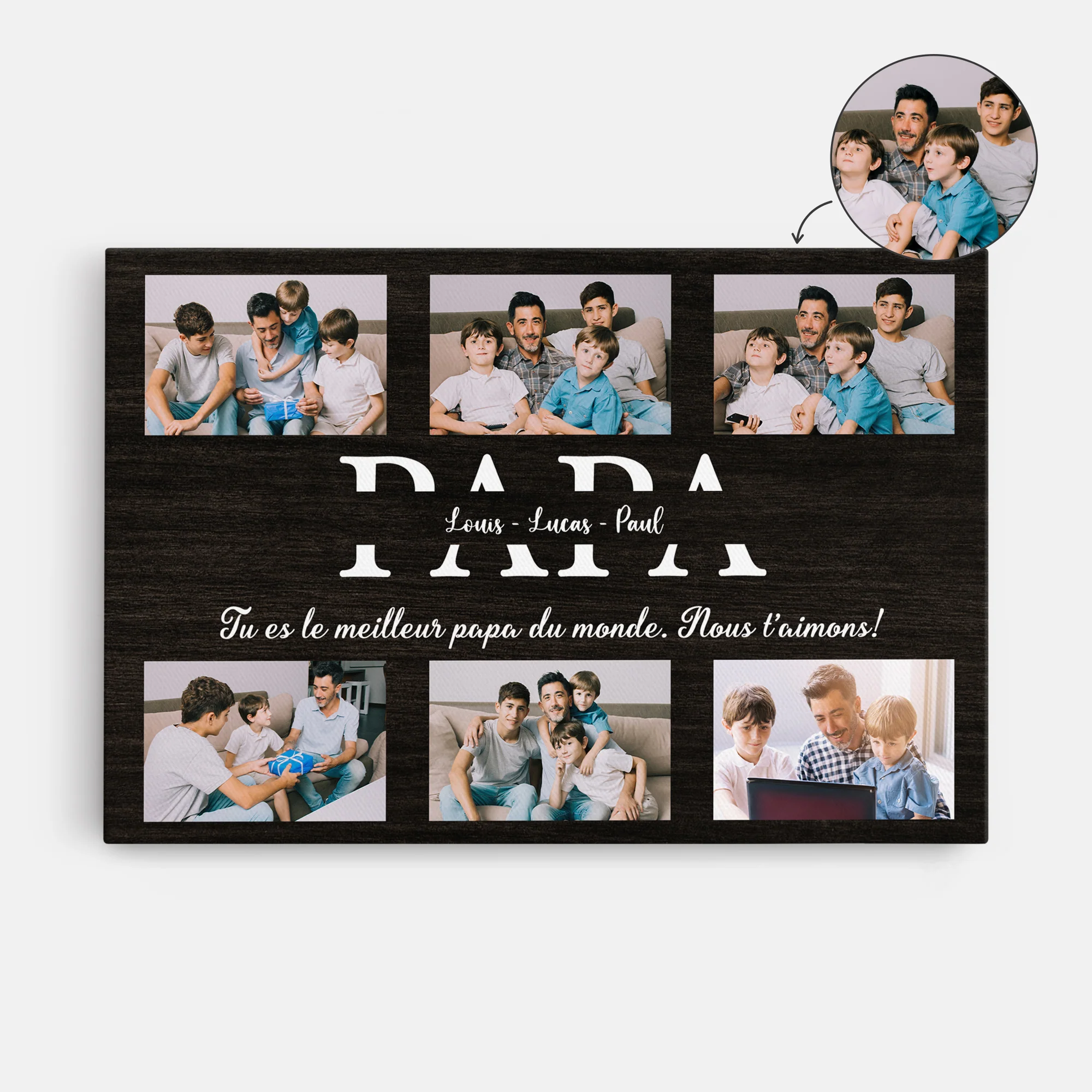 Toile Personnalisée Papa Maman Avec Photo - Cadeau Meilleur Papa Du Monde