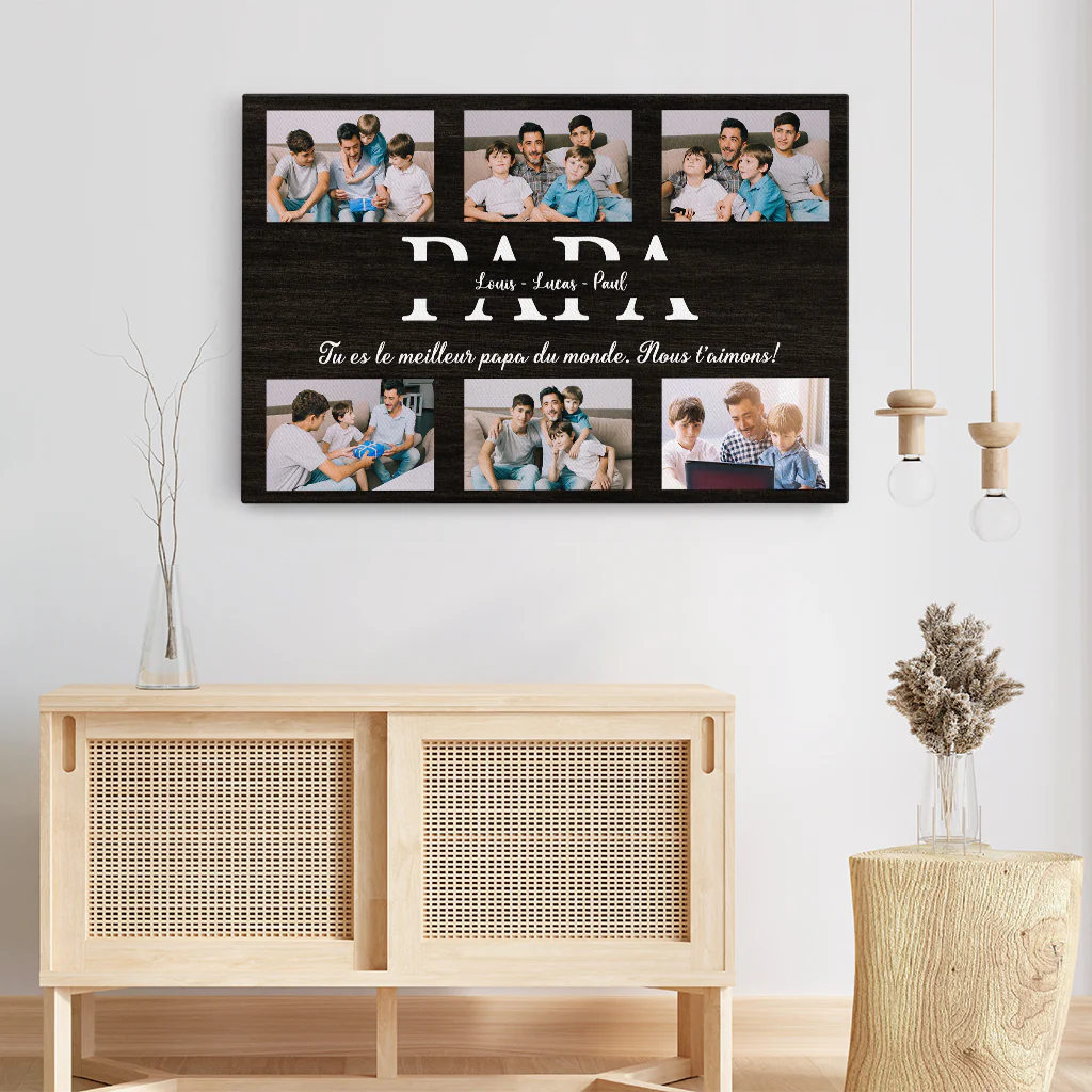 Toile Personnalisée Papa Maman Avec Photo - Cadeau Meilleur Papa Du Monde - Image 3