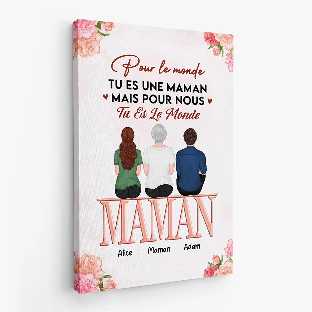 Toile Personnalisée Papa - Papa Tu Es Le Monde - Tourner Les Dos - Image 2
