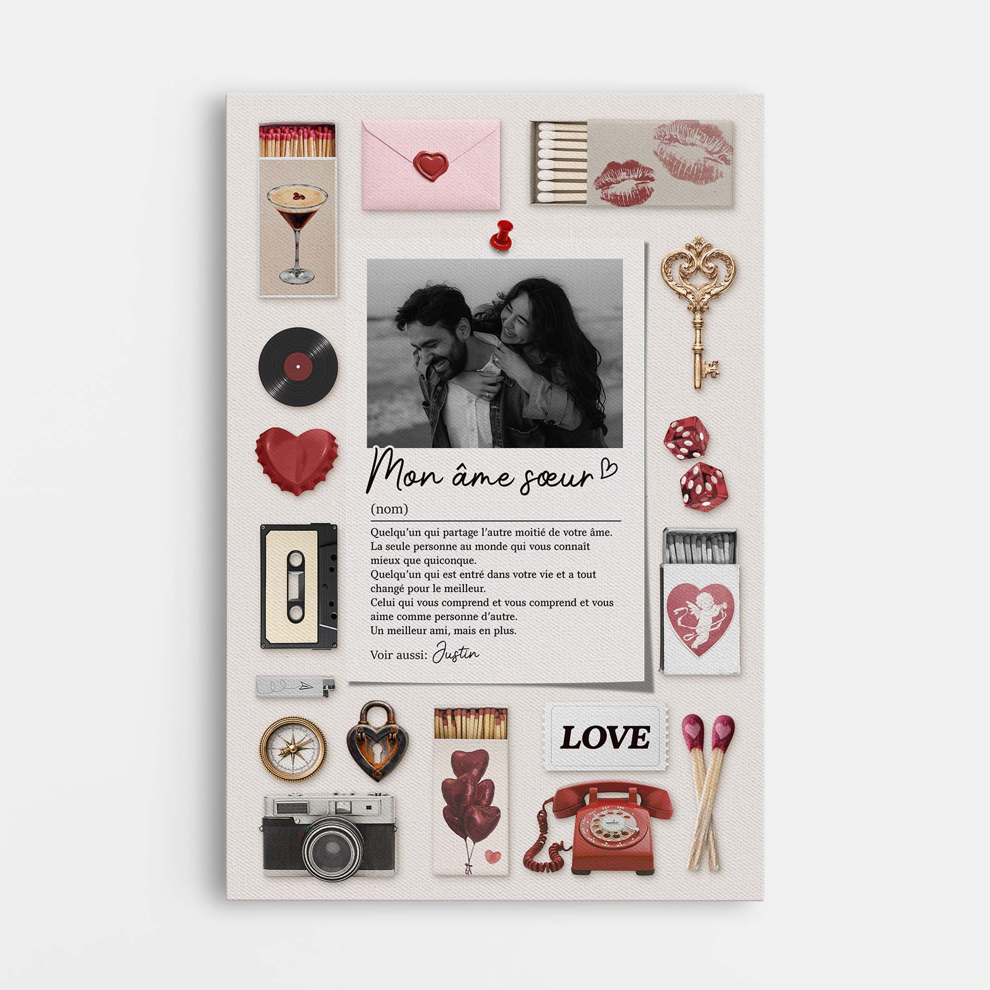 Toile Personnalisée Photo Couple - Mon Âme Sœur