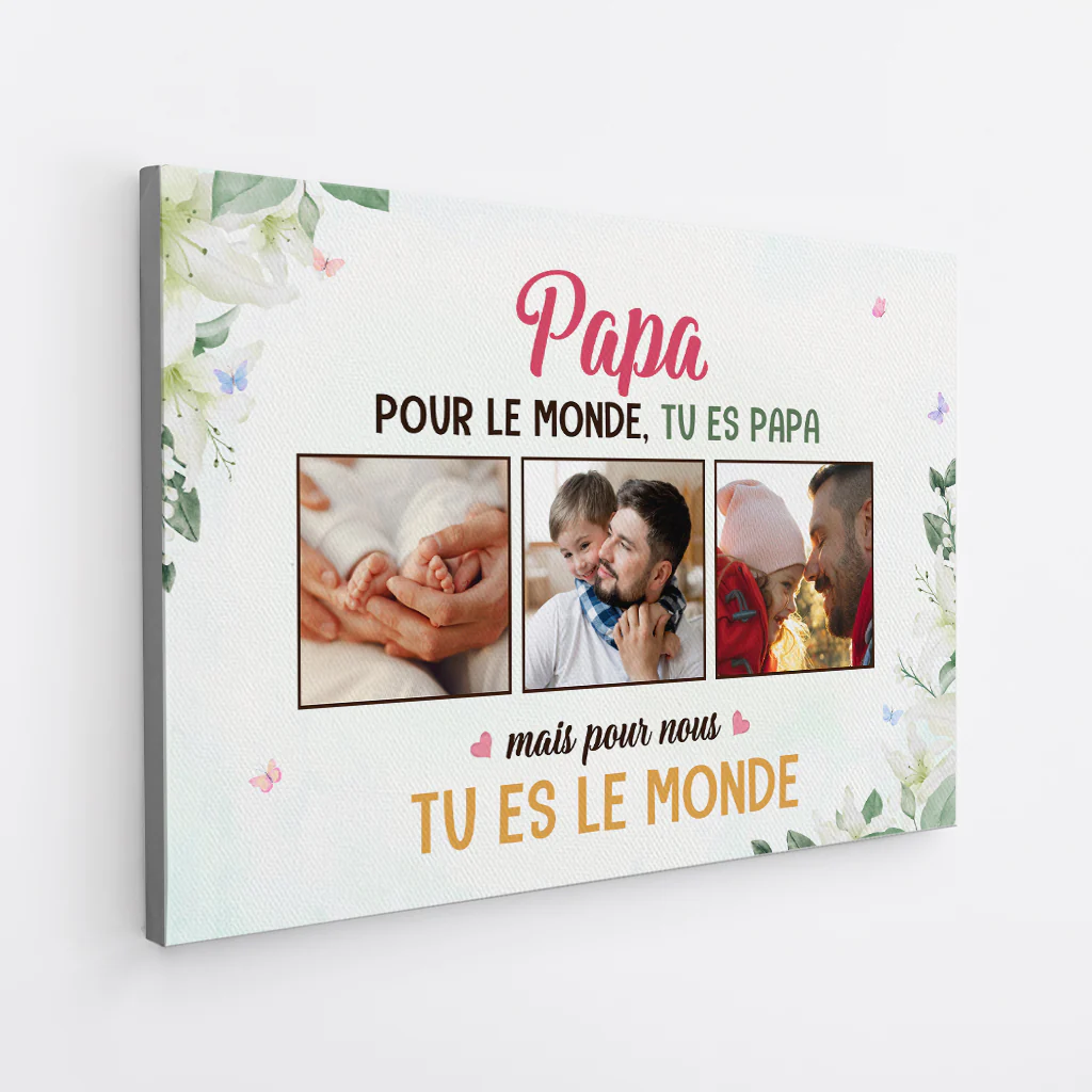 Toile Personnalisée Photo Pour Maman - Tu Es Le Monde Pour Moi - Image 2