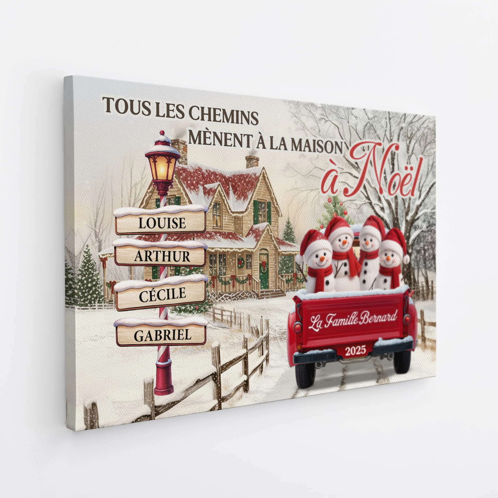 Toile Mot Croisé Famille Personnalisé - Noël En Famille - Image 2