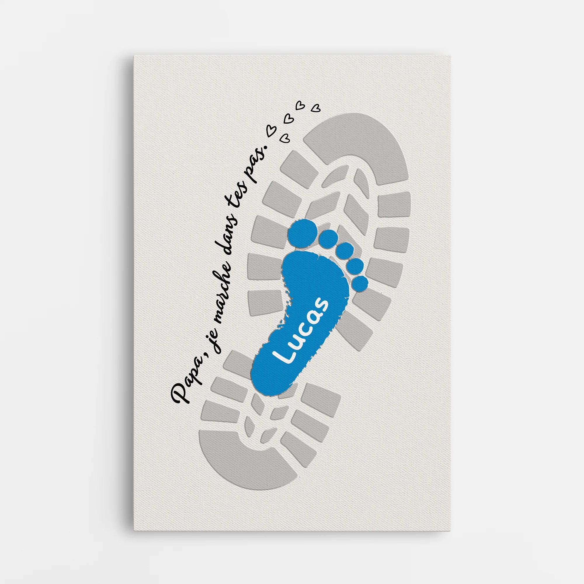 Toile Personnalisée Prénom - Cadeau Papa Papy Je Marche Dans Tes Pas