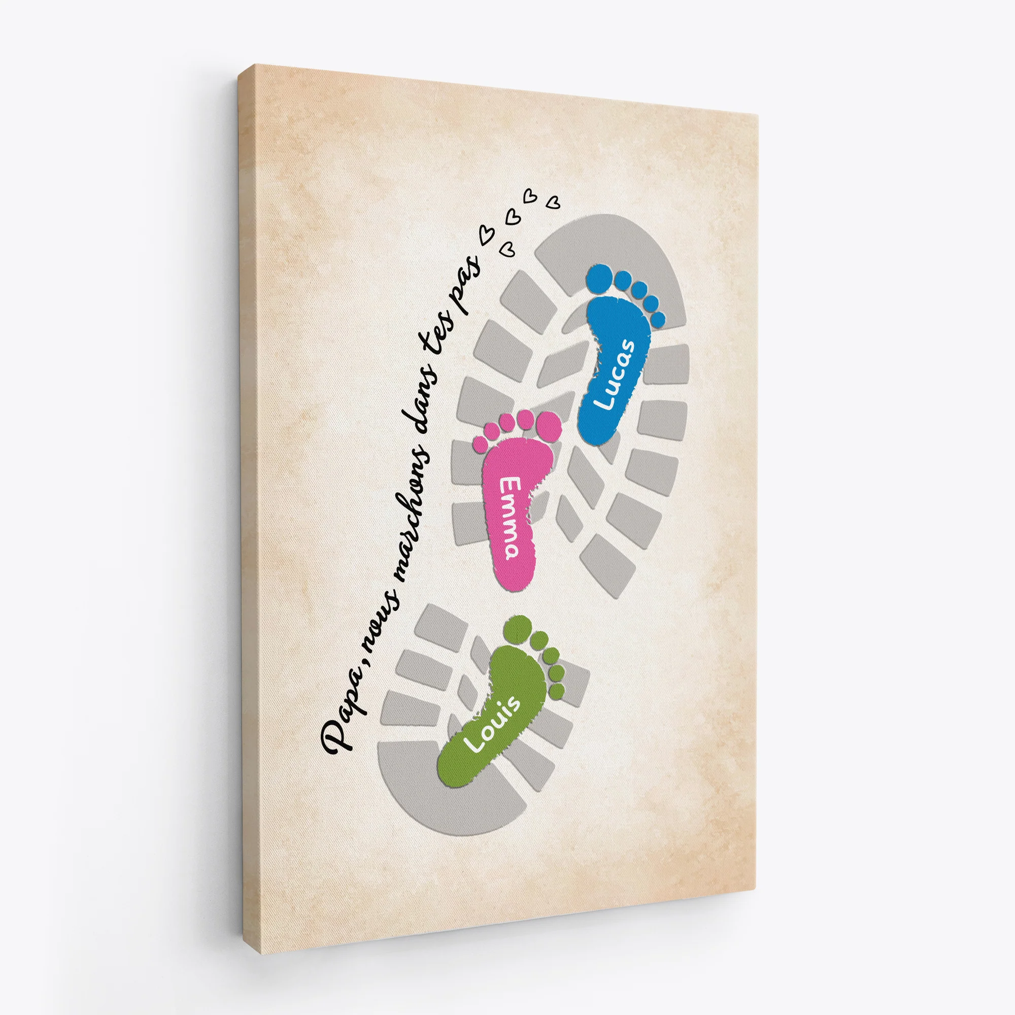 Toile Personnalisée Prénom - Cadeau Papa Papy Je Marche Dans Tes Pas - Image 2
