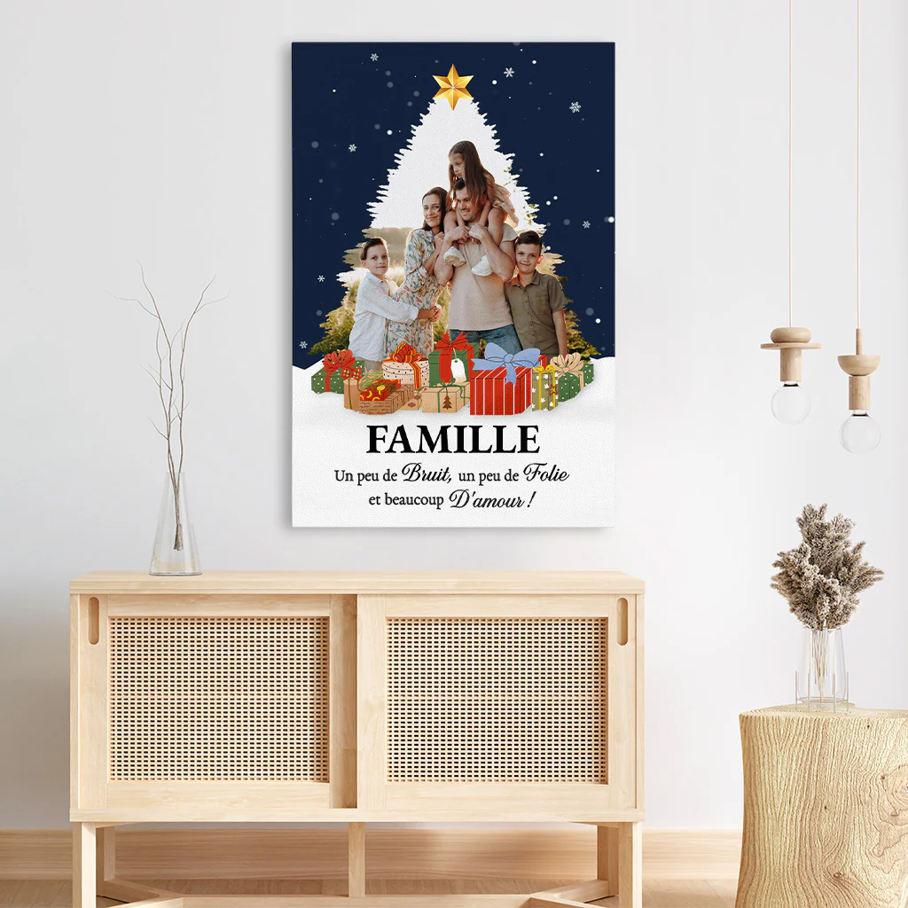 Toile Famille Personnalisée Photo - Un Peu De Bruit Beaucoup D’amour - Image 3