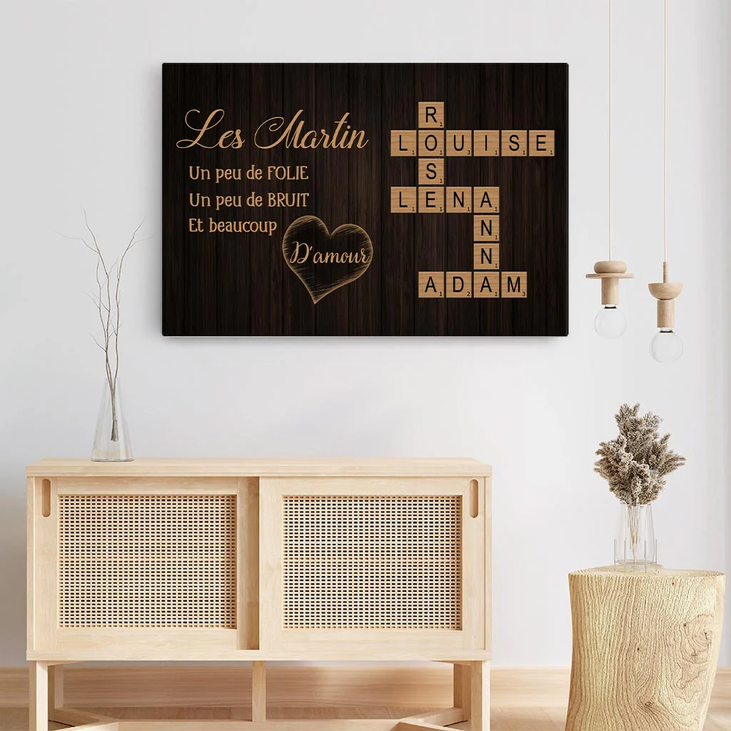 Toile Personnalisé Famille - Notre Famille Avec Mots-Croisés - Image 3