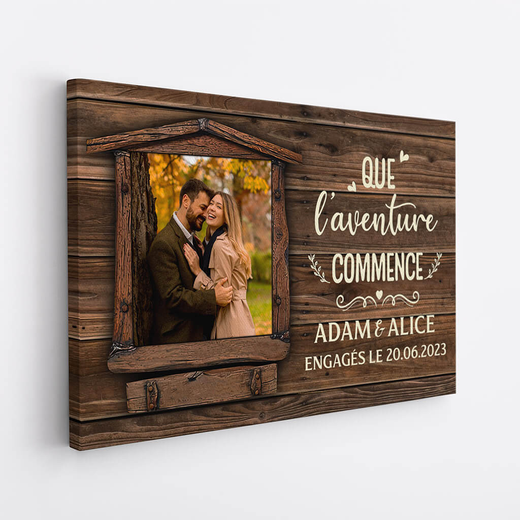 Toile Personnalisée Couple - Que L’Aventure Commence - Image 2