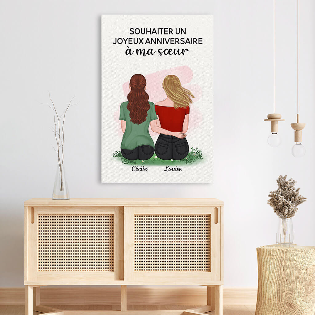 Toile Personnalisé Anniversaire - Un Joyeux Anniversaire à Ma Sœur - Image 3