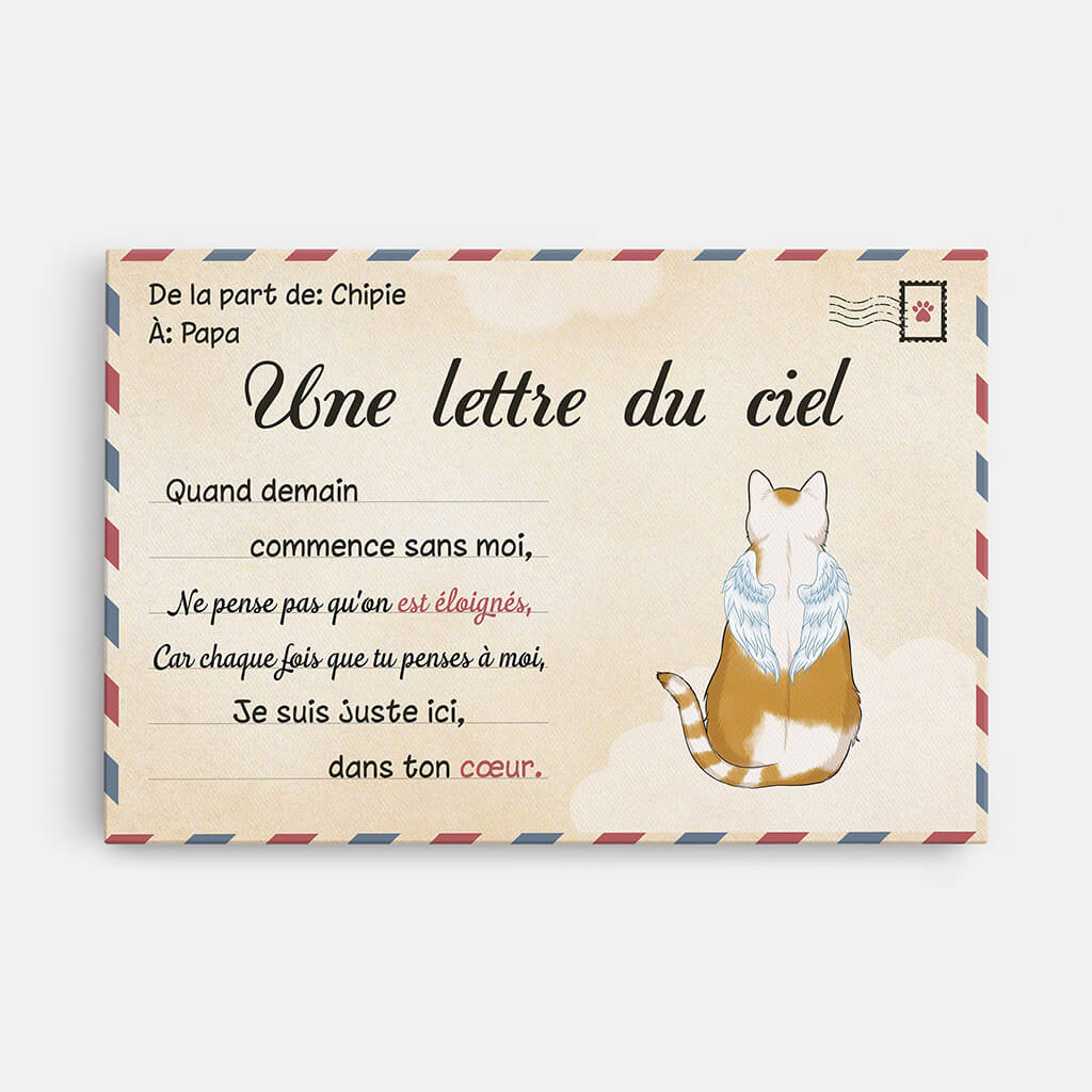 Toile Chat Personnalisé - Une Lettre Du Ciel Chat