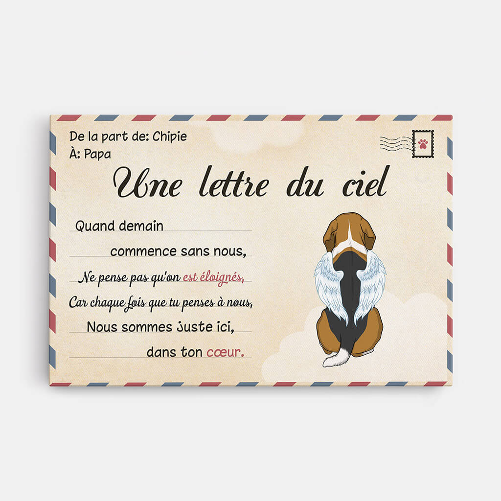 Toile Personnalisée - Une Lettre Du Ciel Chien