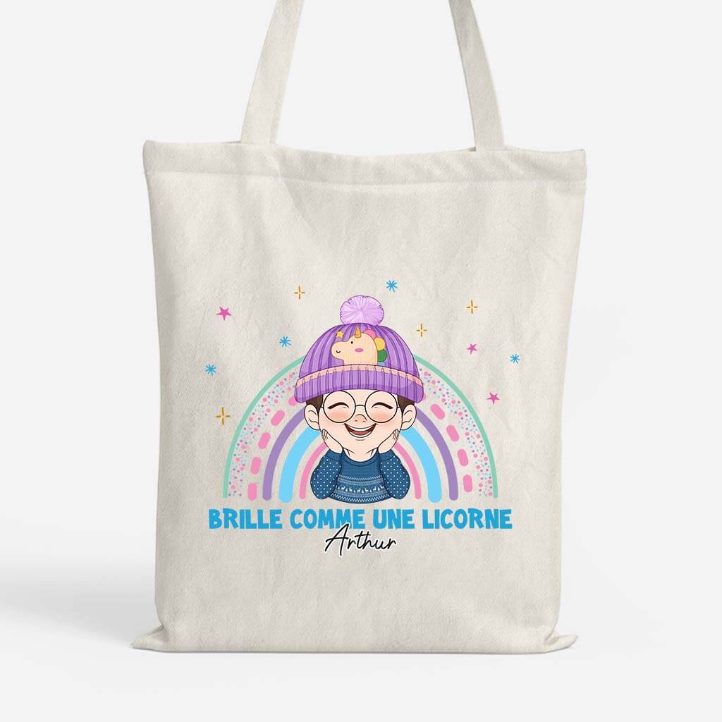 Brille Comme Une Licorne - Tote Bag Enfant Personnalisé