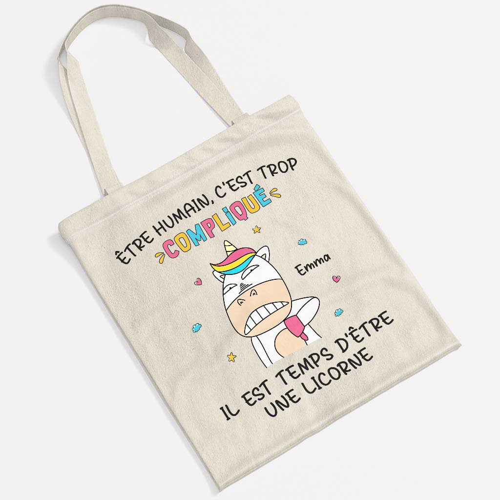 Tote Bag Personnalisé Licorne - Il Est Temps d'Être Une Licorne - Image 2