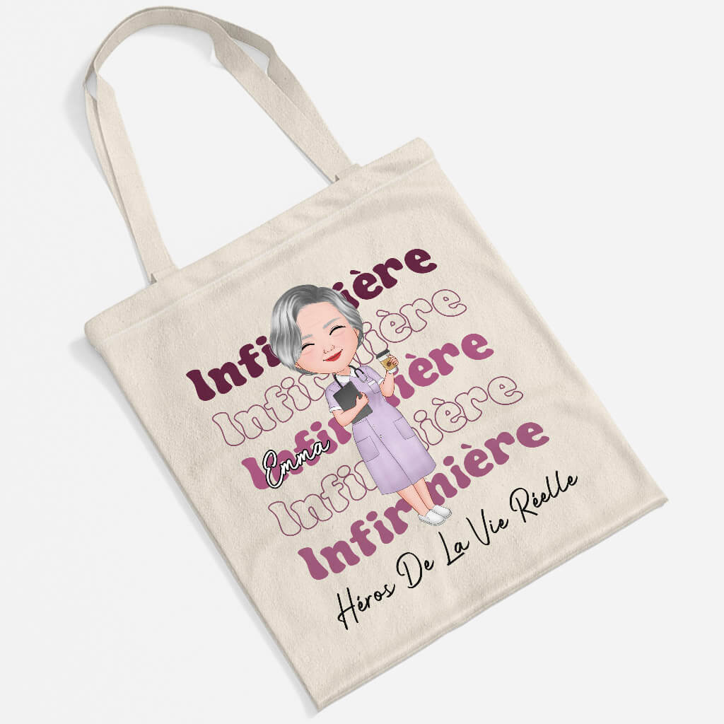 Infirmière Héros de la Vie Réelle - Tote Bag Infirmiere Personnalisé Pour Femme - Image 2