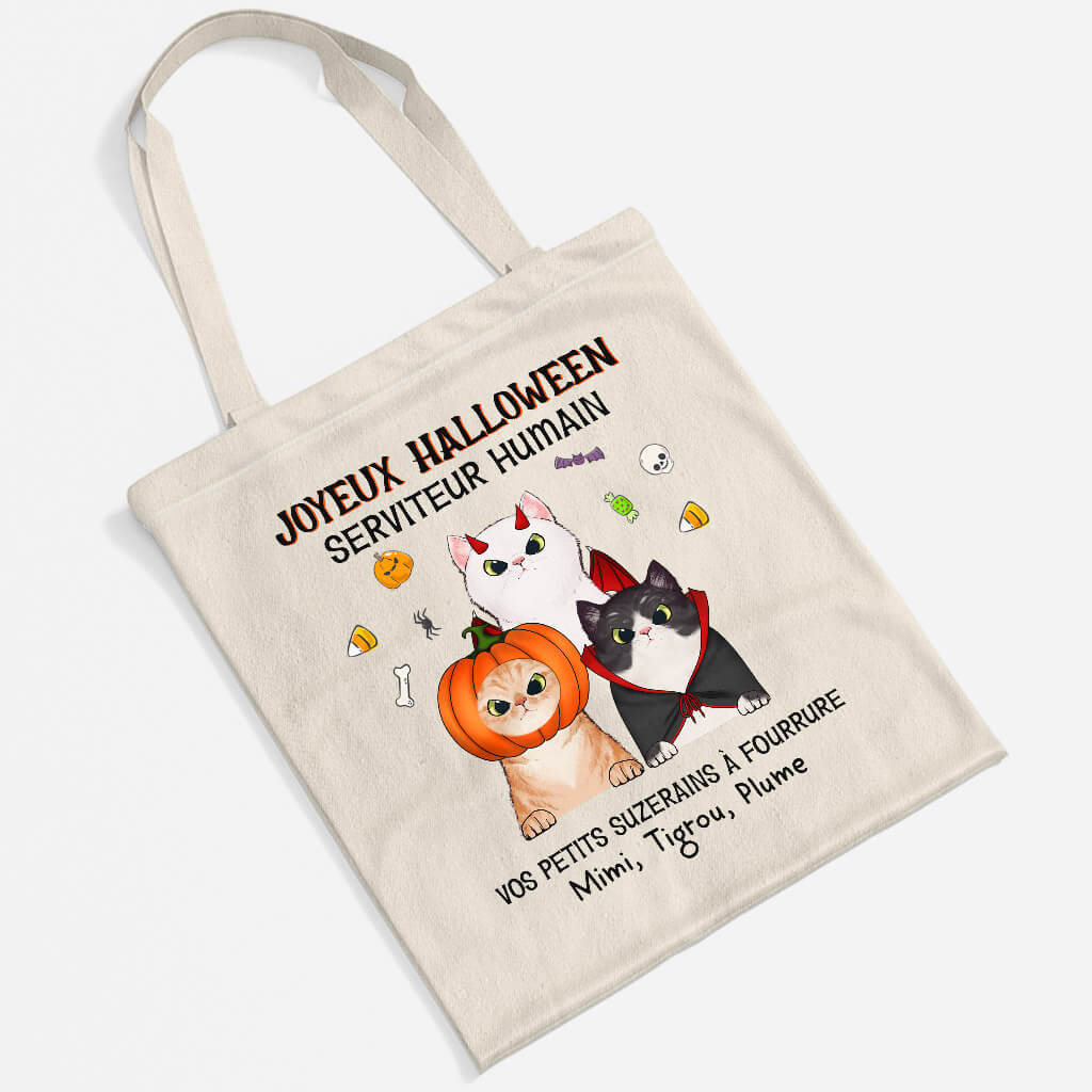 Joyeux Halloween Serviteur Humain - Tote Bag Halloween Personnalisé Avec Chats - Image 2