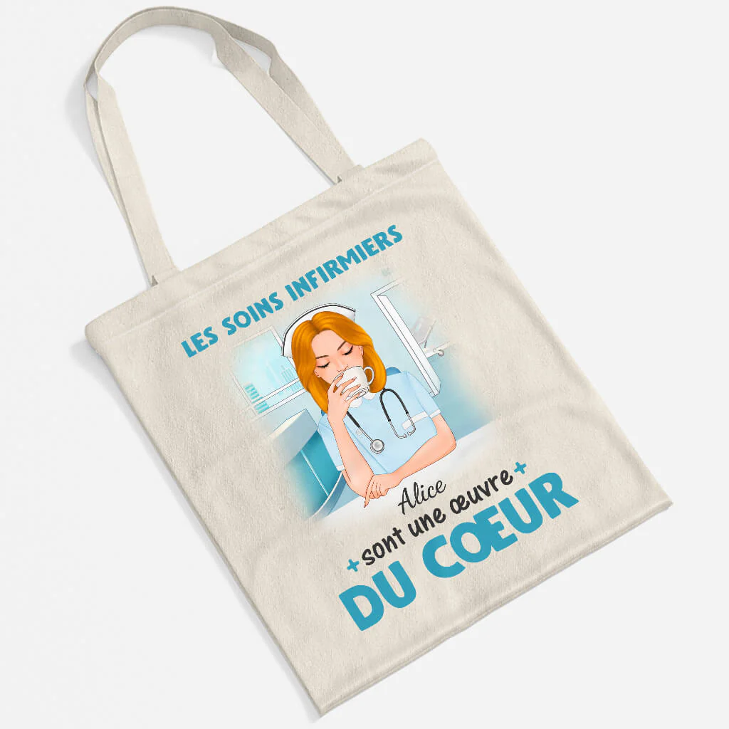 Les Soins Infirmiers Sont Une Œuvre Du Cœur - Tote Bag Infirmière Personnalisé - Image 2