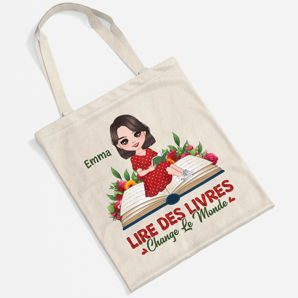Lire Des Livres Change Le Monde - Sac Tote Bag Femme Personnalisé - Image 2