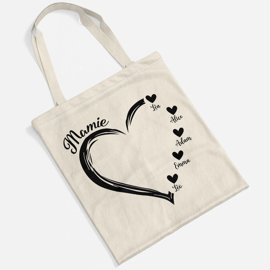 Tote Bag Personnalisé Pour Maman - Maman Avec Coeurs Noirs - Image 2