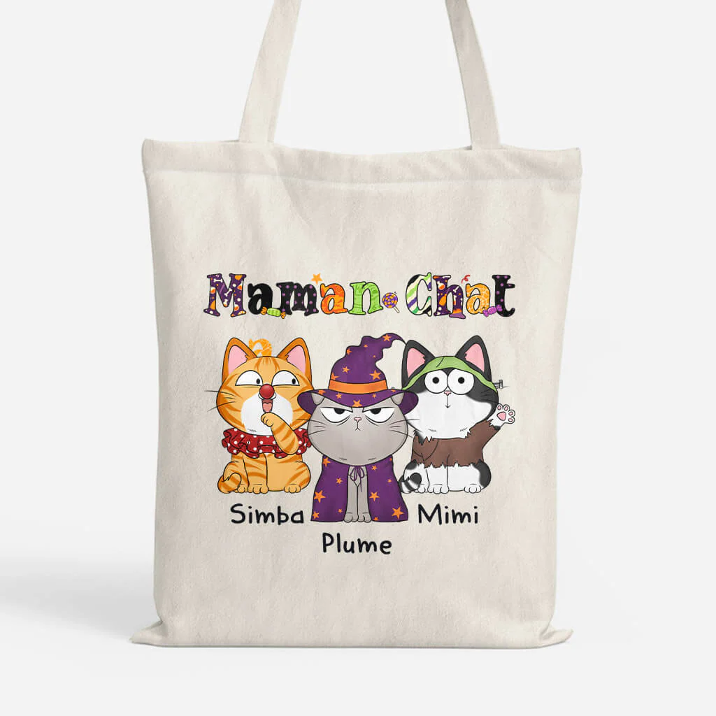 Maman Chat Mimi Motif Halloween - Tote Bag Personnalisé Chat Pour Femme