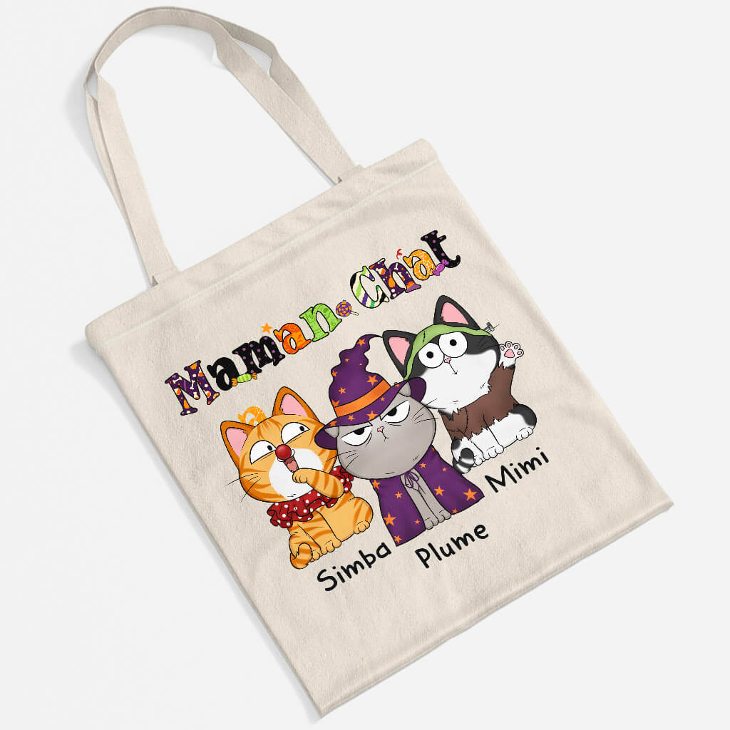 Maman Chat Mimi Motif Halloween - Tote Bag Personnalisé Chat Pour Femme - Image 2
