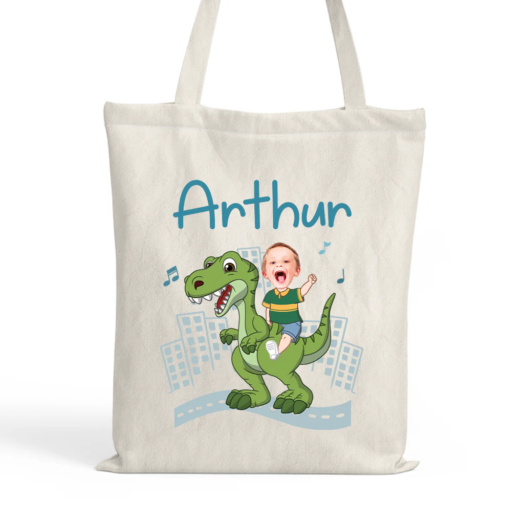 Tote Bag Personnalisé Enfant - Cadeau Dinosaure Pour Enfant