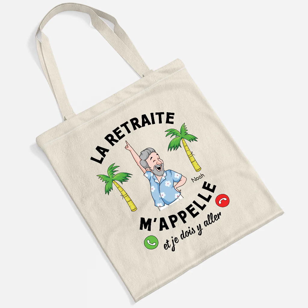 Tote Bag Personnalisé Pour Femme Et Homme - La Retraite M'Appelle - Image 2