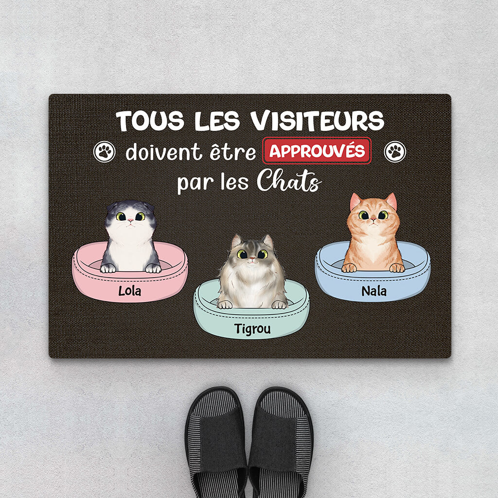 Paillasson Chat Personnalisé - Tous Les Visiteurs Doivent Approuvés Par Les Chats
