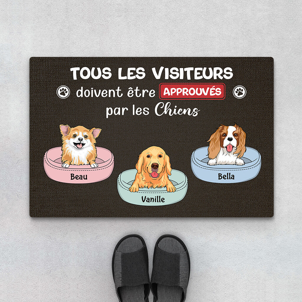 Paillasson Chien Personnalisé – Visiteurs Doivent Approuvés Par Les Chiens