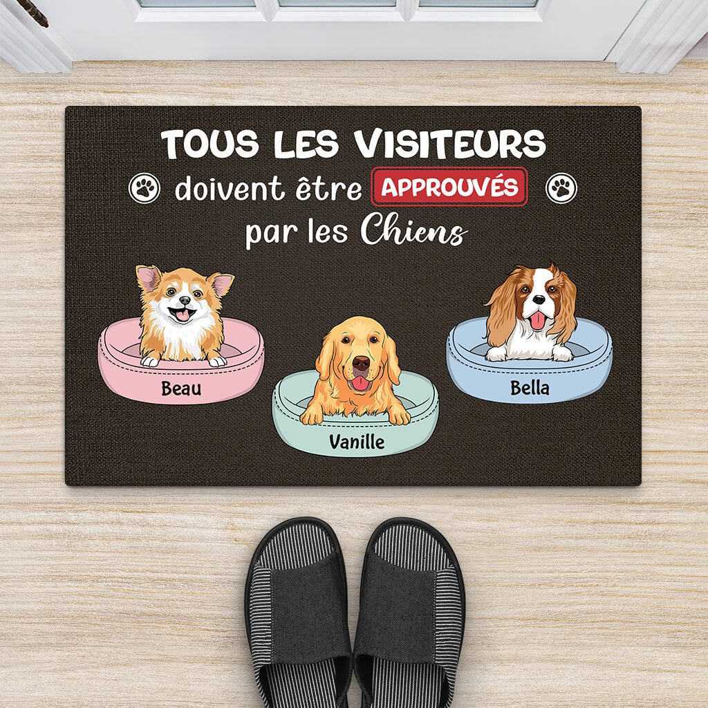 Paillasson Chien Personnalisé – Visiteurs Doivent Approuvés Par Les Chiens - Image 2