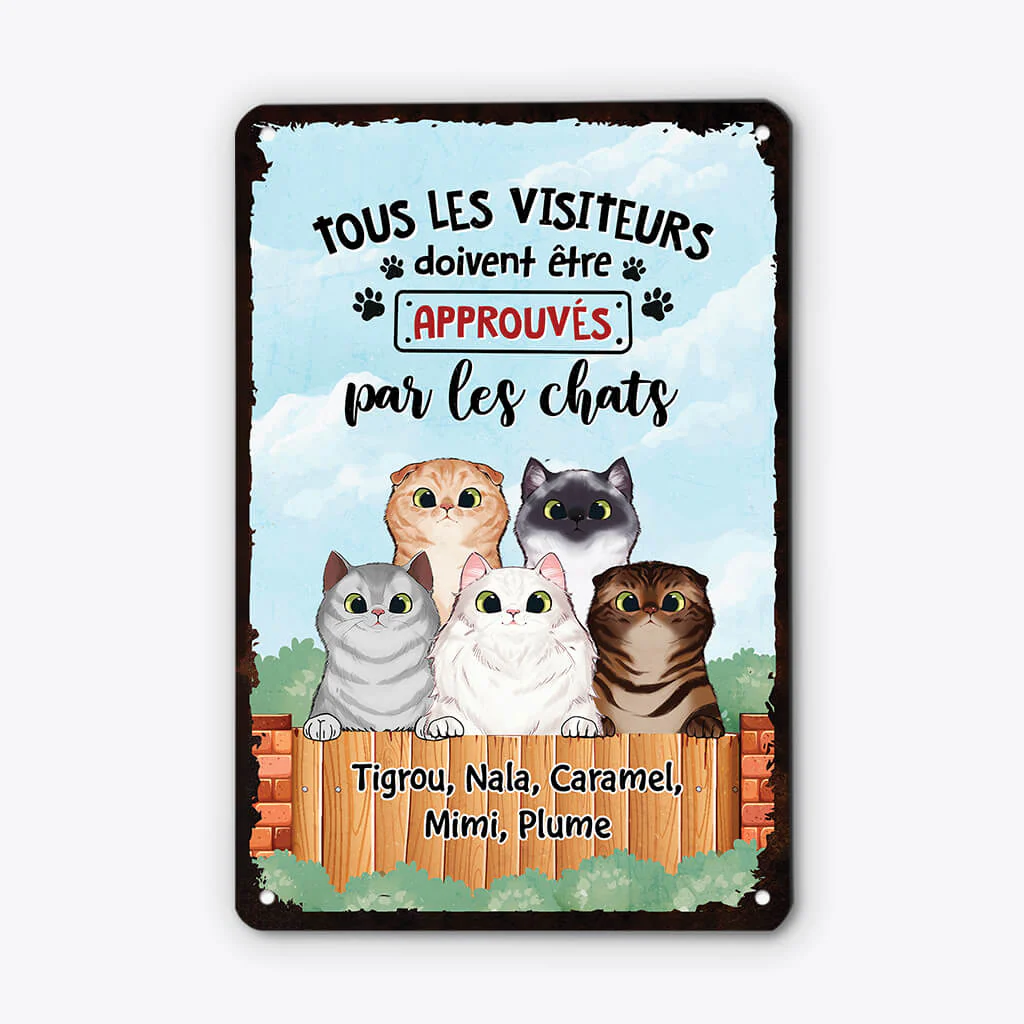 Plaque personnalisée pour maison – Visiteurs approuvés par les chats