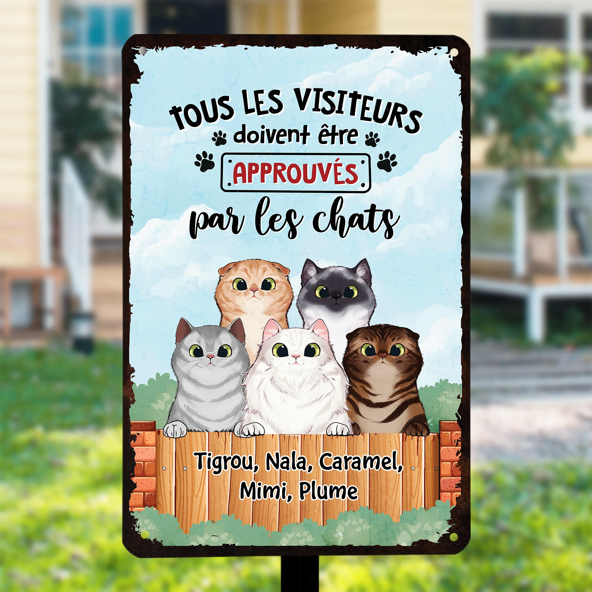 Plaque personnalisée pour maison – Visiteurs approuvés par les chats - Image 2