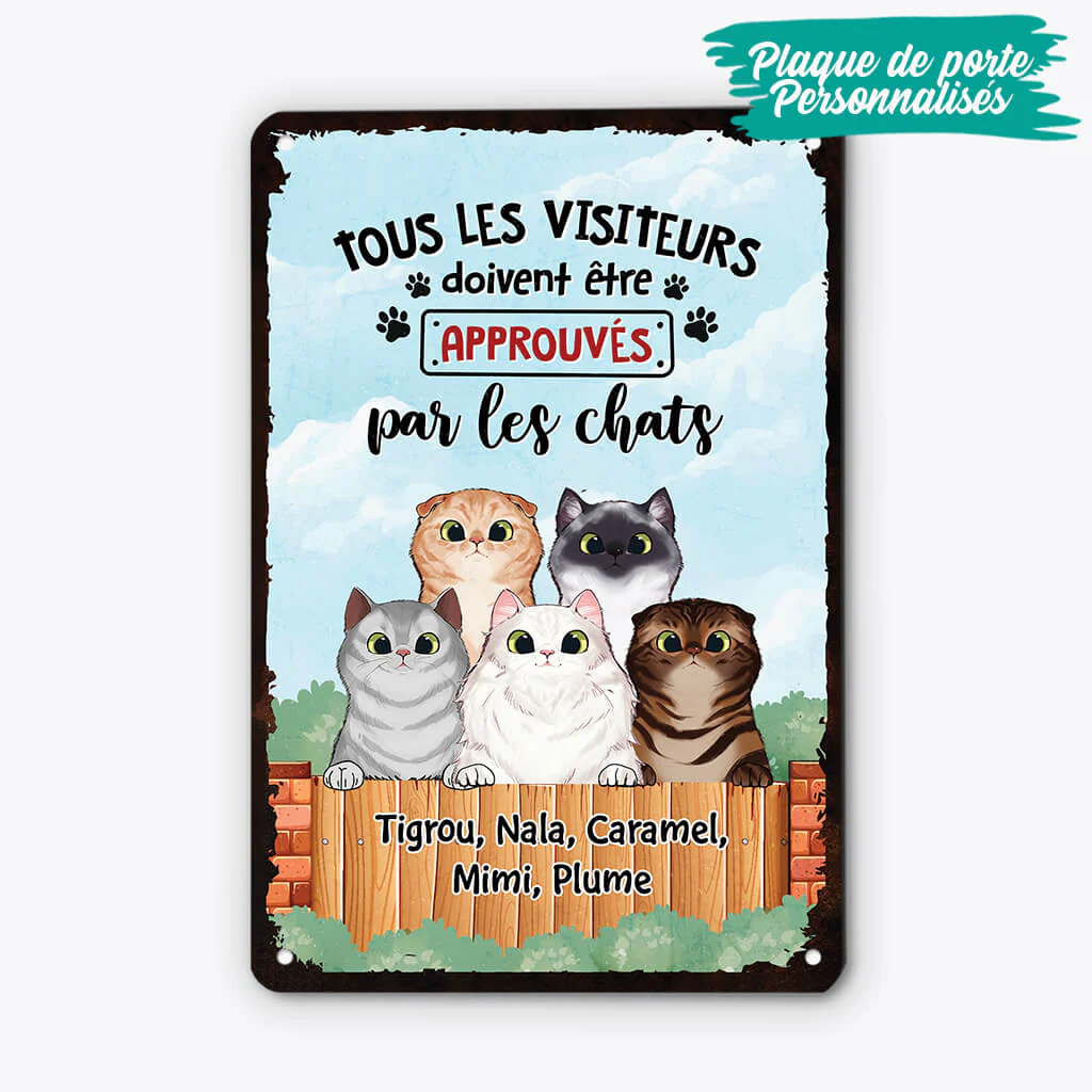 Plaque personnalisée pour maison – Visiteurs approuvés par les chats - Image 3