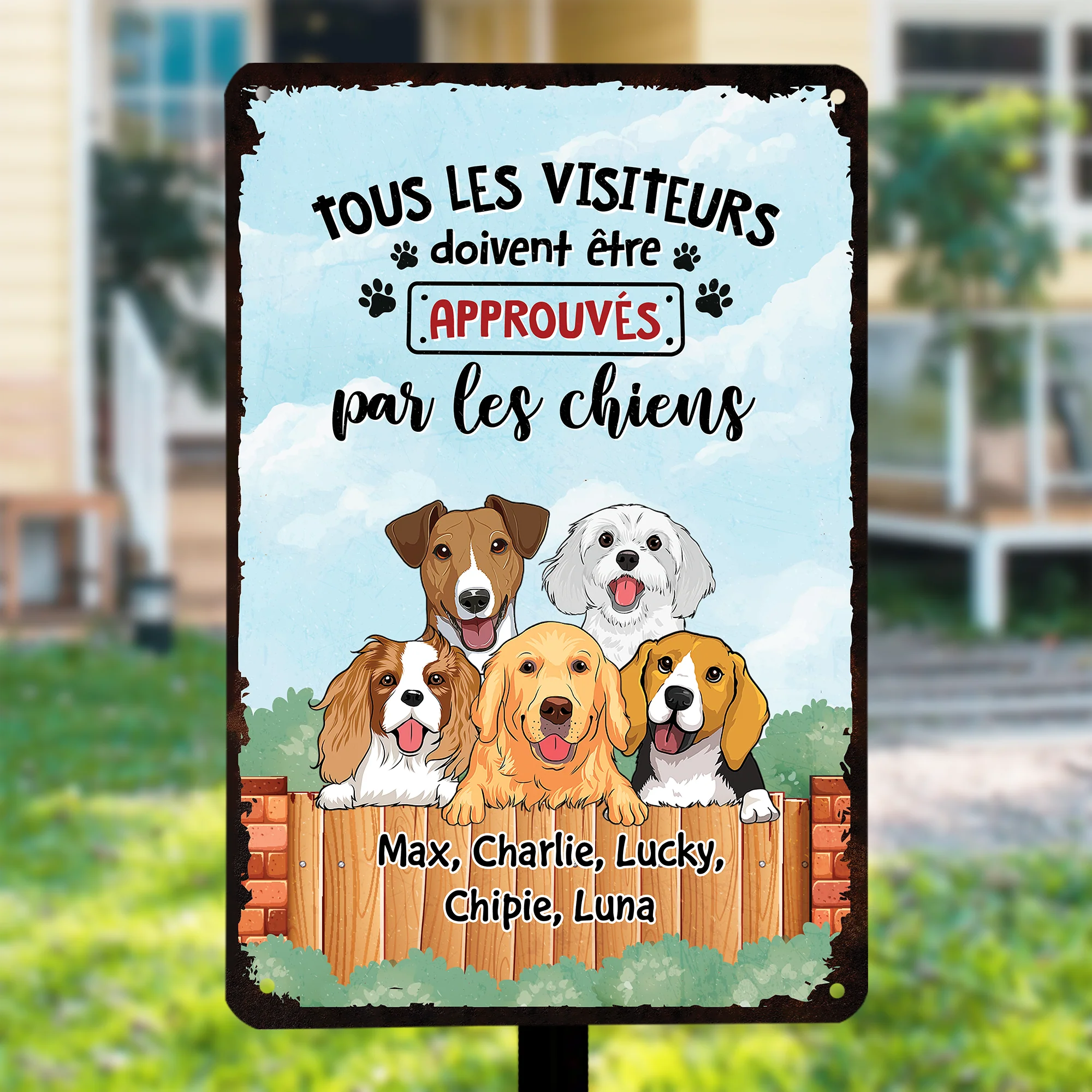 Plaque chien personnalisée – Tous les visiteurs doivent être approuvés - Image 2