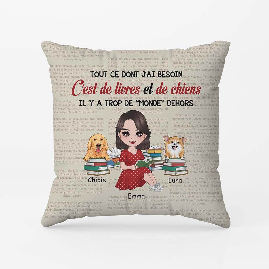 Coussin Chien Personnalisable | Tout Ce Dont Jai Besoin Livres Et Chiens