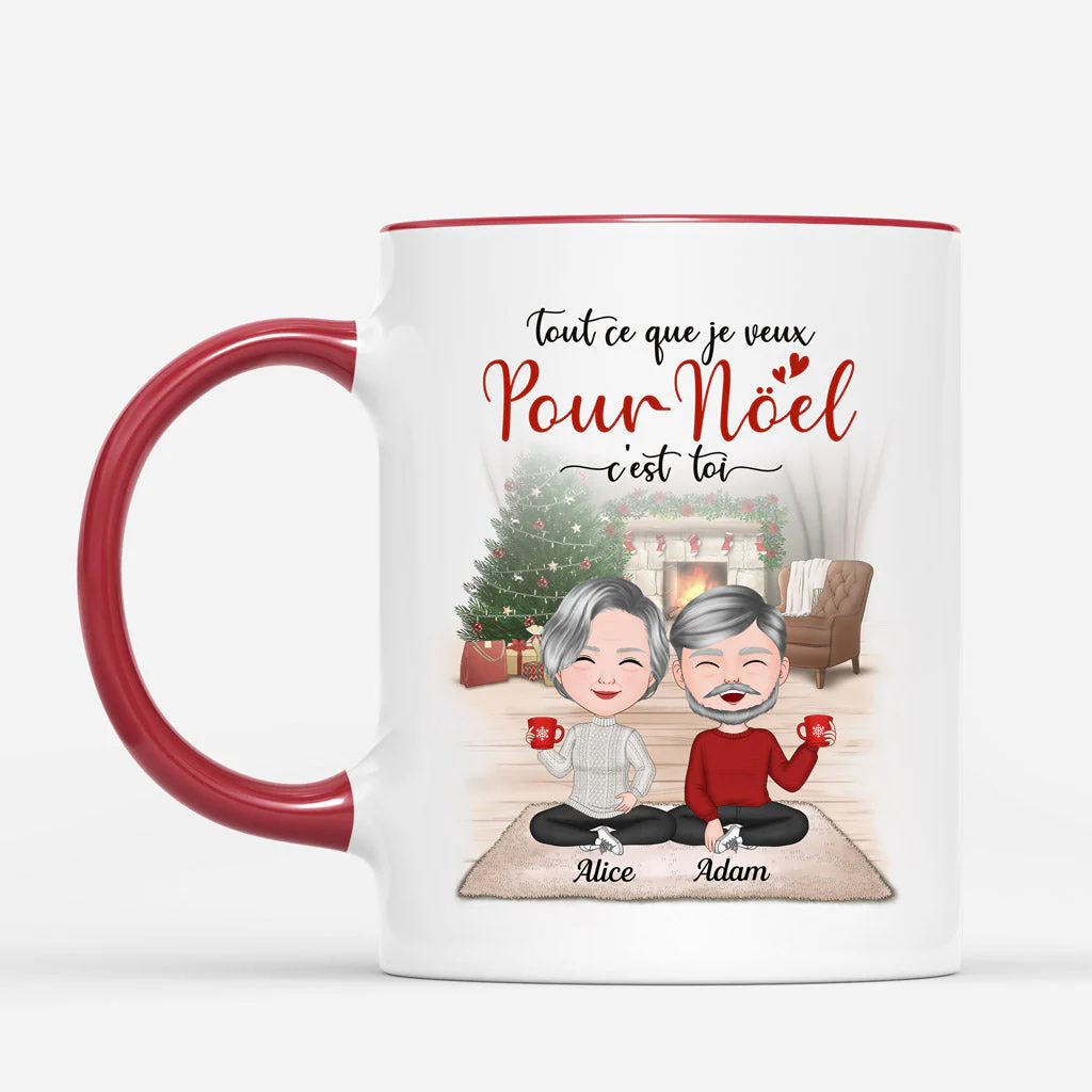 Mug de Noël Personnalisé Pour Couple – Tout Ce Que Je Veux Pour Noël C'est Toi - Image 2